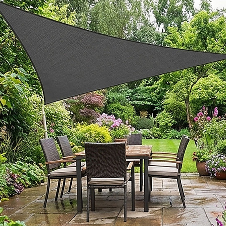 Żagiel przeciwsłoneczny szary trójkątny 3,6m ochrona UV wodoodporny +lina