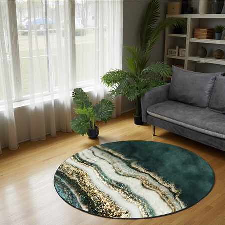 Round carpet NOVO Strado modern for living room marble pattern velvet GoldBank 200x200 cm