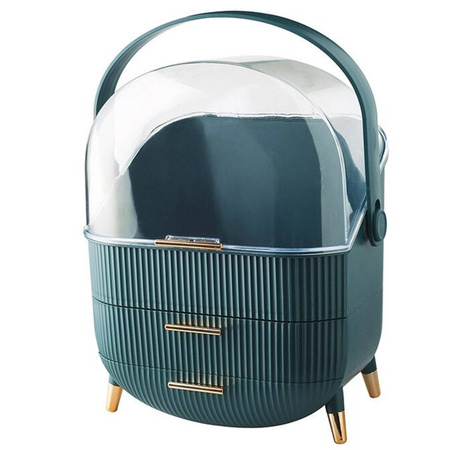 Casket organizer trunk for cosmetics jewelry (Bottle Green)