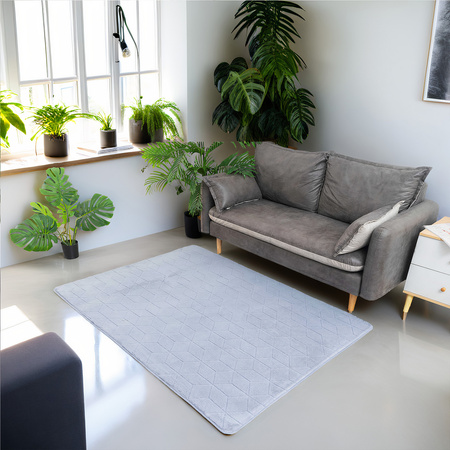 Dywan Rabbit 3D pluszowy miękki jedwabisty futro królika 80x150, srebrny