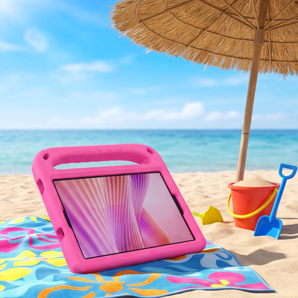 Etui ochronne z uchwytem do Lenovo Tab One 8.7 2025 TB305FU TB305XU, różowe, z podstawką