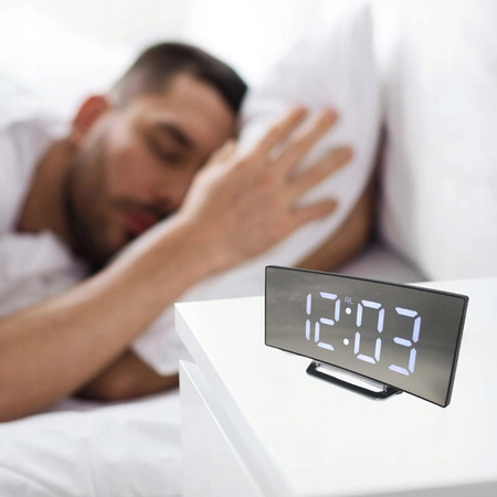 Elektronické digitálne LED hodiny budík s teplomerom, biely