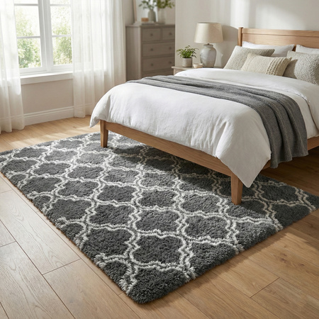 Dywan do salonu shaggy DECOR antypoślizgowy miękki puszysty modny 80x150 Grey Lantern