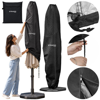 Pokrowiec na parasol ogrodowy 265x70 cm wodoodporny czarny