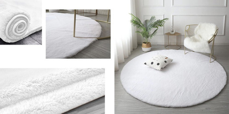 Rabbit Strado 120x120 White round rug (White)