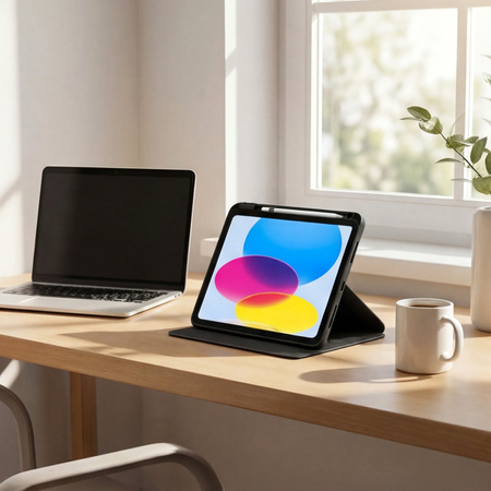 Puzdro otočné Pencil na iPad 10.9 2022 Gen. 10 / 11 2025 A16 Gen. 11 Wake, čierne - ochranné so stojanom