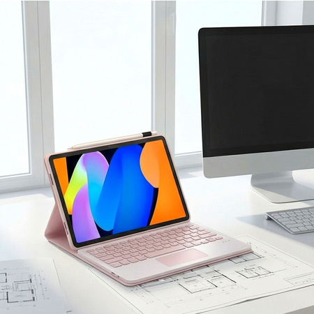 Etui z klawiaturą do Lenovo Idea Tab 11 2025, różowe - ochronne z podstawką