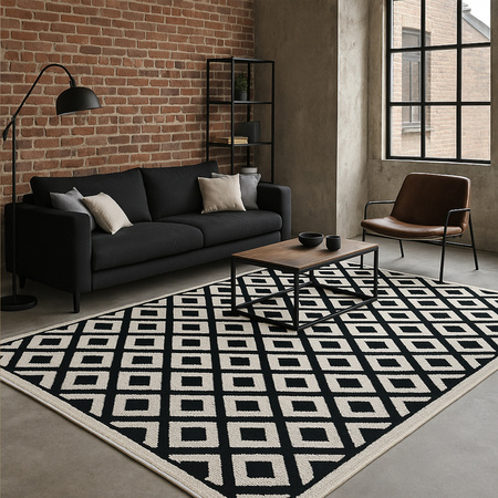 Dywan 120x170 do salonu pętelkowy duży japandi nowoczesny ciężki gruby POLO - Chessboard (Szary)