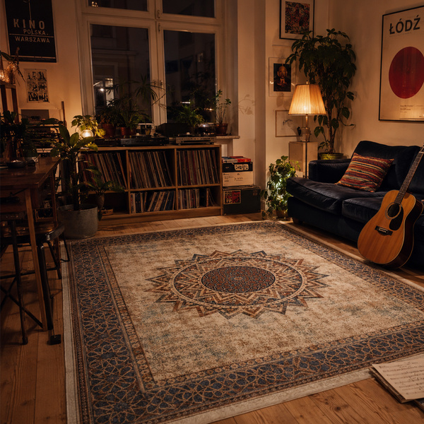 Dywan Mandala do salonu 160x220 orientalny NOVO antypoślizgowy miękki soft