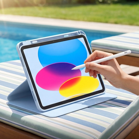 Puzdro otočné Pencil na iPad 10.9 2022 Gen. 10 / 11 2025 A16 Gen. 11 Wake, modré - ochranné so stojanom