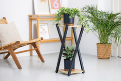 Kwietnik stojący metalowy stojak na kwiaty rośliny loft 2 poziomy Nexus