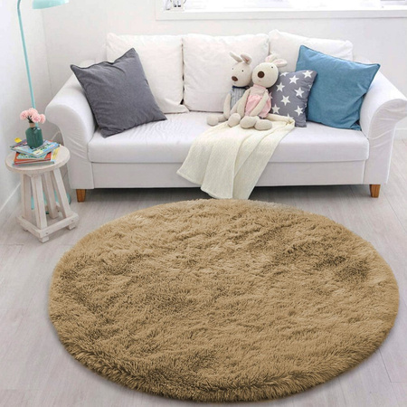 Shaggy Strado 160x160 round carpet CappuccinoCamel (Light brown)