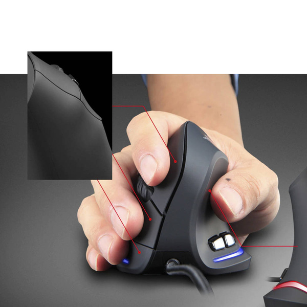 Vertikálna ergonomická podsvietená myš LED USB Zelotes T20
