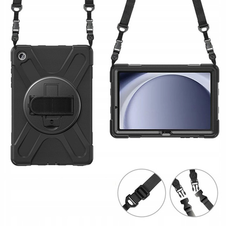 Puzdro pancierové Armor s držiakom na Galaxy Tab A9 Plus 11 X210 / X215 / X216, čierne - ochranné