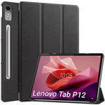 Etui Smart Case do Lenovo Tab P12 12 / Tab P12 TB370, czarne - ochronne z podstawką, dostęp do portów i przycisków