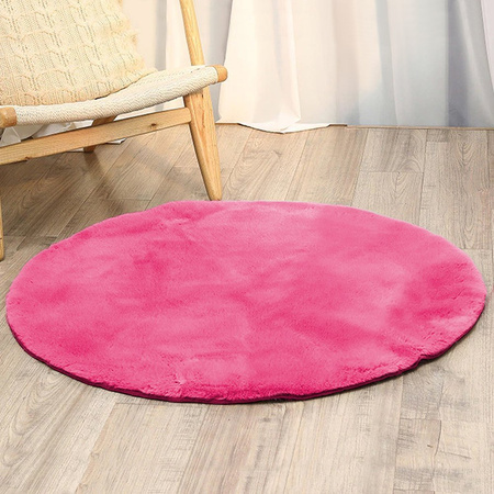 Dywan okrągły Rabbit 90x90 cm, różowy - pluszowy, miękki do salonu i sypialni