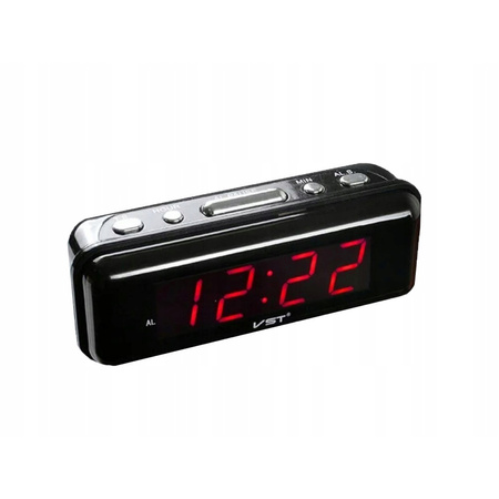 Budík hodiny elektronický digitálny LED 24h hlasný budík, čierny