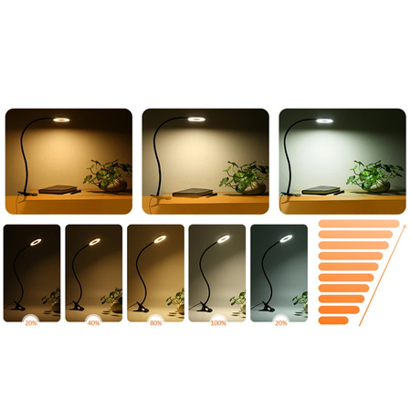 Lampa stolová LED z klipom DML5, čierny