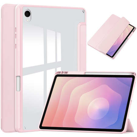 Puzdro Clear Pencil na Samsung Galaxy Tab S11 11 SM SMX736 s klapkou, ružové - ochranné