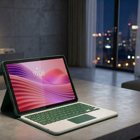 Puzdro s klávesnicou touch na Lenovo Tab 10.1 2025, zelené - ochranné so stojanom