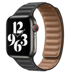 Leather band strap for Apple Watch 7 45mm (Black)