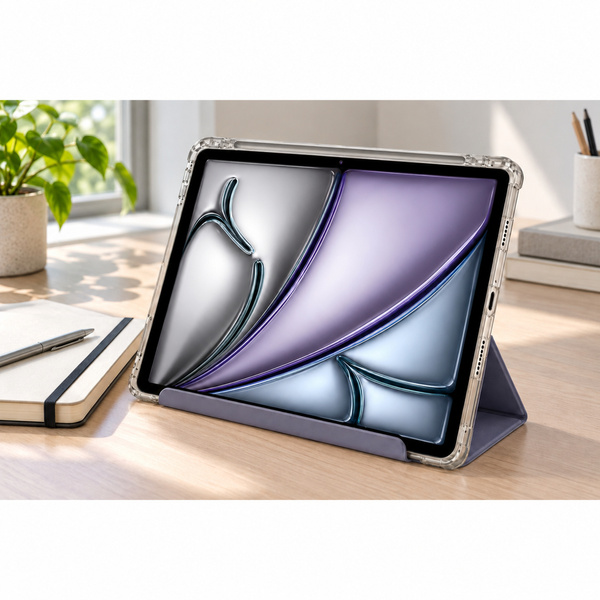 Etui Hard Crystal do Apple iPad Air 13 M4 M3 M2 2026/ 25/ 24 gen 8/ 7 z klapką - fioletowe