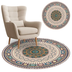 Round carpet NOVO Strado modern beige torte pattern for living room Oriental 90x90 cm