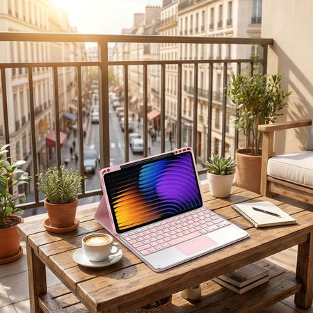 Puzdro s klávesnicou na Xiaomi Pad 7 / Pad 7 Pro 11.2 na stylus / Xiaomi Pad 7 Pro, ružové - ochranné so stojanom