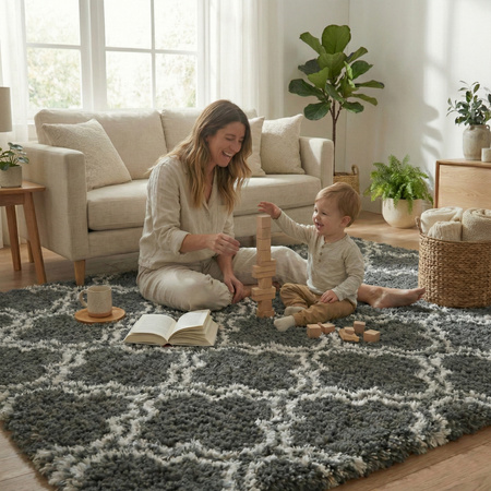 Dywan do salonu shaggy DECOR antypoślizgowy miękki puszysty modny 200x250 Grey Lantern