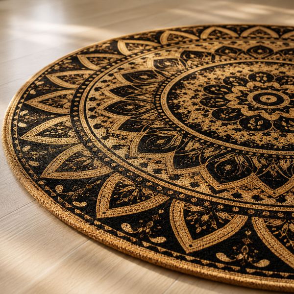 Dywan okrągły Mandala do salonu 200x200 orientalny NOVO antypoślizgowy