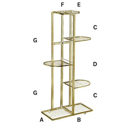 Gold standing metal flower stand for 6 flower pots- elegant flower stand