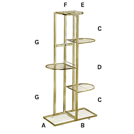 Kwietnik metalowy stojący złoty na 6 doniczek– elegancki stojak na kwiaty