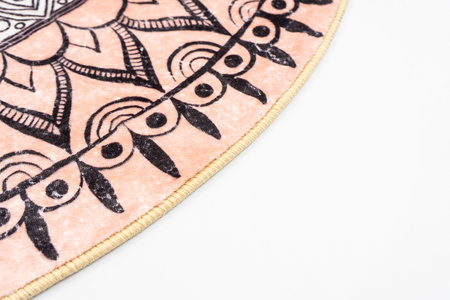 NOVO Strado round rug modern beige torte pattern for living room Aztec 90x90 cm