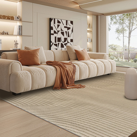 Dywan 160x230 do salonu pętelkowy duży japandi nowoczesny ciężki gruby POLO - Path Camel (Beżowy)