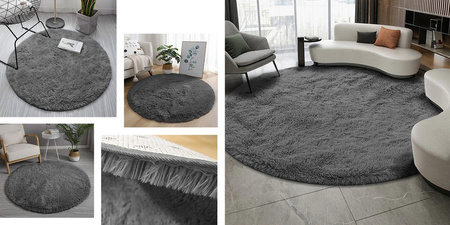 Shaggy Strado 90x90 GreyNight round carpet (Dark Gray)