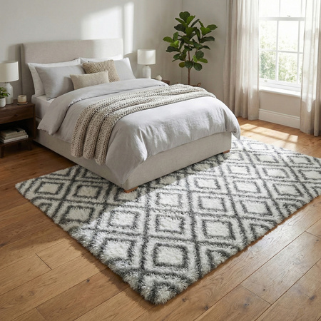 Dywan do salonu shaggy DECOR antypoślizgowy miękki puszysty modny 160x220, biały