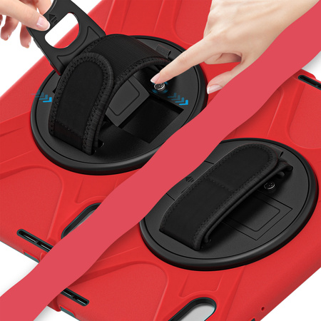 Puzdro Shockproof s držiakom na Lenovo Tab M11 10.95, červené - ochranné so stojanom, prístup k portom a tlačidlám