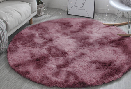Dywan Okrągły Shaggy Ombre antypoślizgowy nowoczesny salon 150x150, czerwony