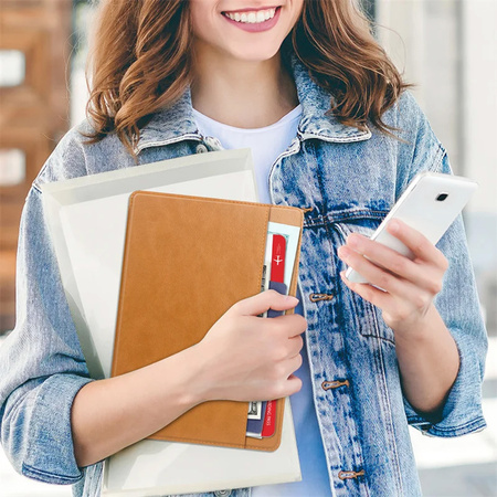 Etui skórzane z kieszeniami do Lenovo Tab M11 10.95 TB330FU TB330XU TB331FC, brązowe