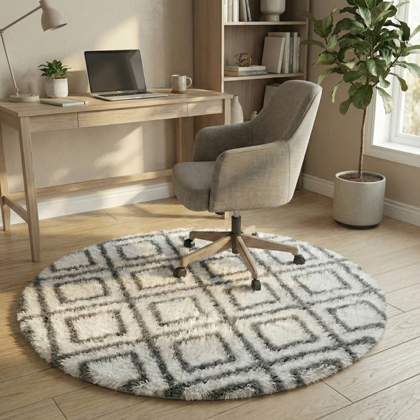Dywan okrągły Shaggy Decor 120x120 cm, biały - pluszowy, miękki do salonu i sypialni