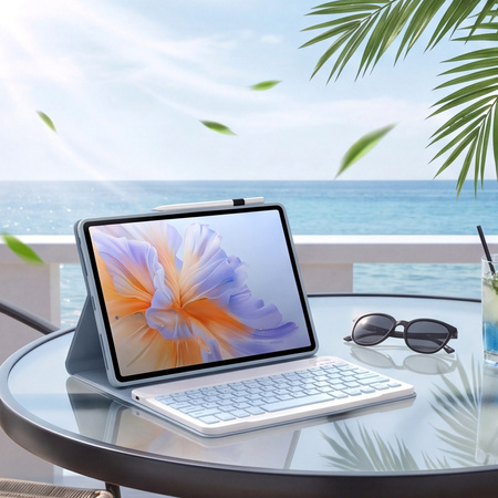 Puzdro s klávesnicou Bluetooth na Redmi Pad 2 Pro 2025, modré - ochranné so stojanom