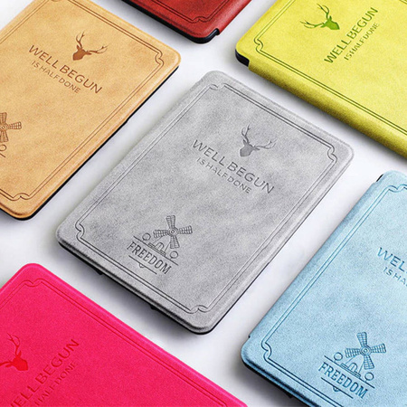 Etui magnetycznie zamykane Smart Motto futerał do Kindle Paperwhite 1/ 2/ 3, szare