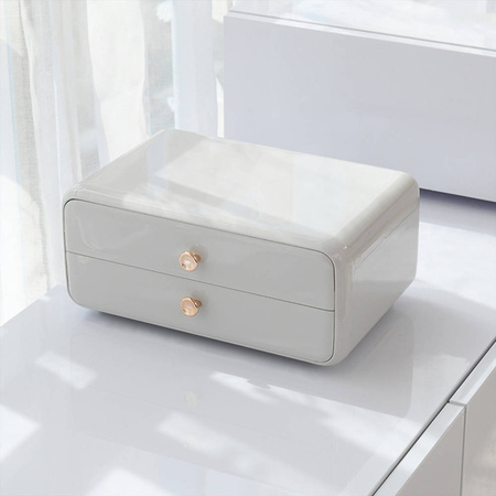 Organizer Kate compact casket for cosmetics and jewelry two drawers classic white acrylic