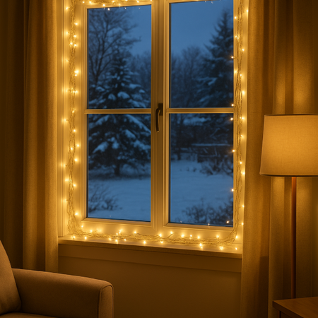 Lampki choinkowe 192 LED białe ciepłe wewnętrzne zewnętrzne 4,5m TIMER IP44, białe