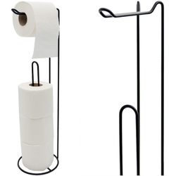 Stojak na papier toaletowy czarny loft nowoczesny uchwyt na 4 rolki 54 cm, czarny