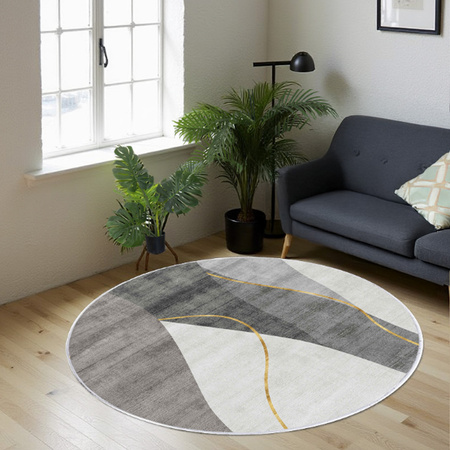 Round carpet NOVO Strado modern delicate gray pattern for living room Grey Echo 120x120 cm
