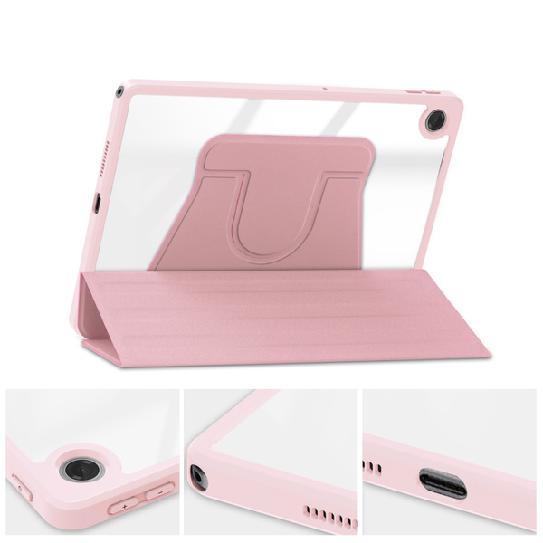 Puzdro 360 Crystal na Lenovo Tab 10.1 2025, ružové - ochranné so stojanom, prístup k portom a tlačidlám