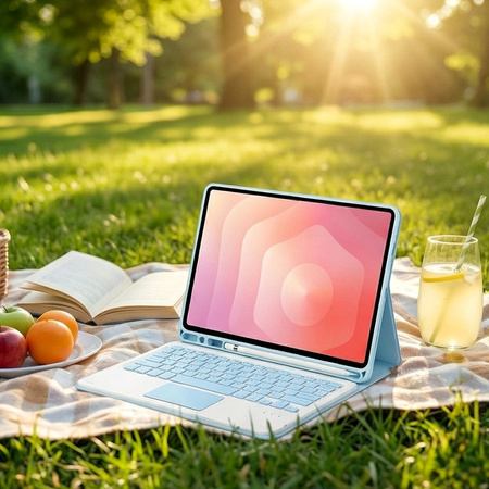 Etui z klawiaturą Bluetooth do Samsung Galaxy Tab A11+, niebieskie - ochronne z podstawką
