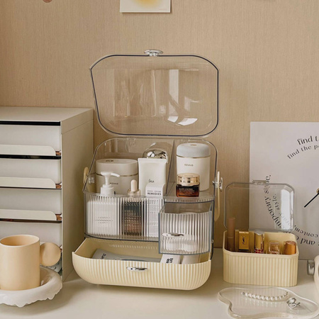 Strado multi-level casket organizer for cosmetics and jewelry capacious lockable acrylic trunk