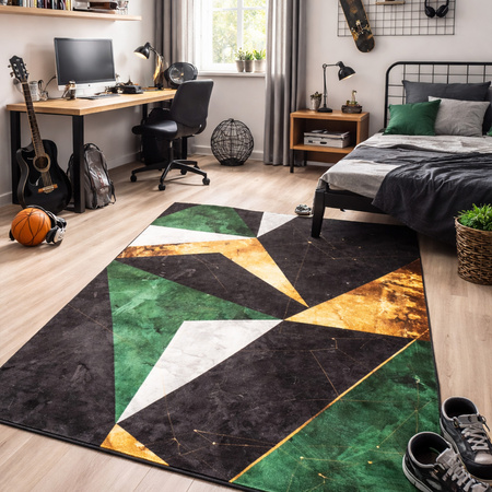Dywan Novo 160x200 cm, Zielony Marmur - miękki do salonu i sypialni
